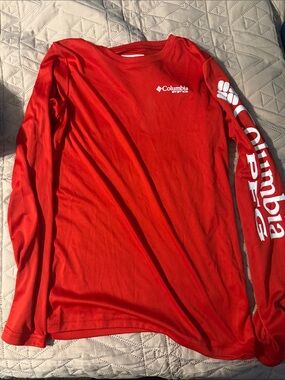 Columbia Red Long Sleeve Performance Tee with White Logos